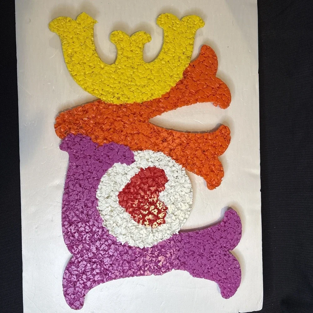 Vintage 1970s LOVE Melted Plastic Popcorn Wall Decor Mid Century Kitschy 18in